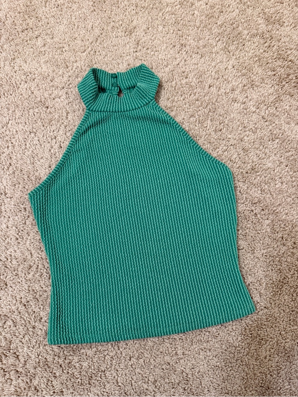Lulu's Green Ribbed Halter Tank Top, Small!